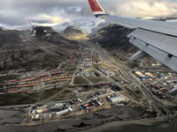 Flying into Longyearbyen, Svalbard, Norway