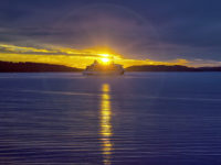 40-Sunset with sun circle hitting ship