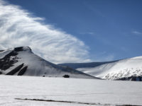 6-Clouds on mountain and Lars Glacier which is above Longyearbyen, Svalbard, Norway
